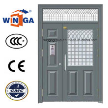 Double Size Security Steel Metal Glass Door with Window (W-GD-20)